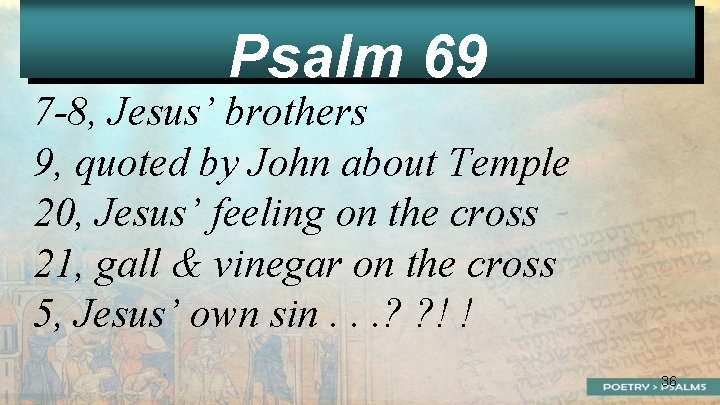 Psalm 69 7 -8, Jesus’ brothers 9, quoted by John about Temple 20, Jesus’