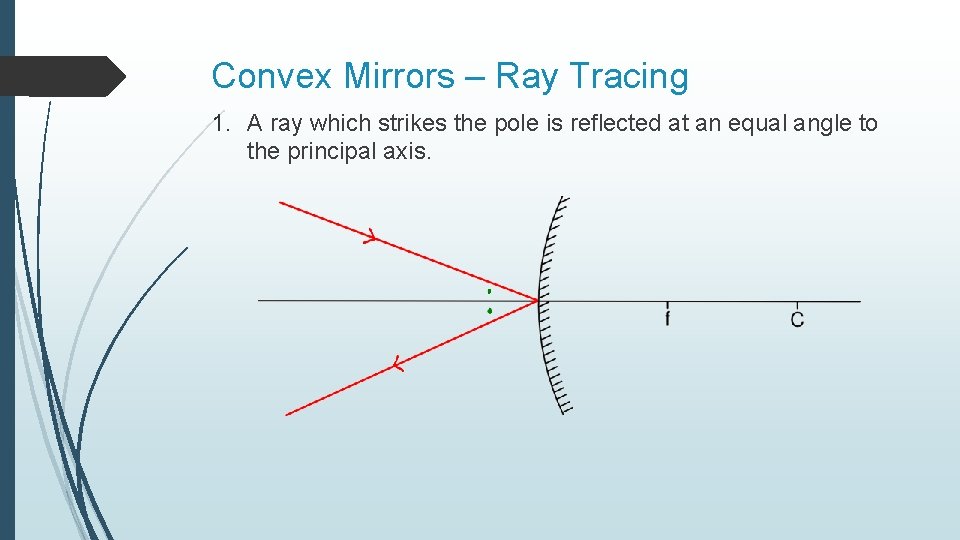 Convex Mirrors – Ray Tracing 1. A ray which strikes the pole is reflected