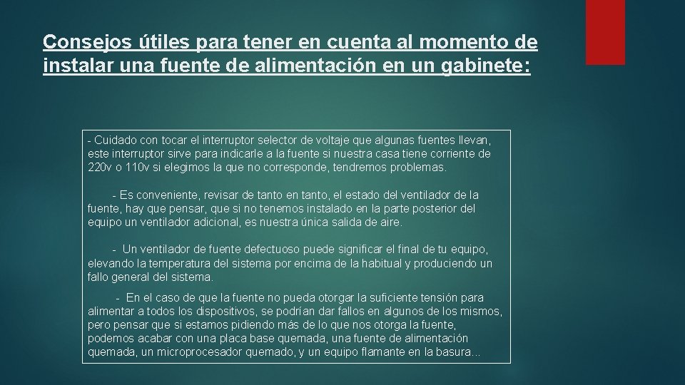 Consejos útiles para tener en cuenta al momento de instalar una fuente de alimentación