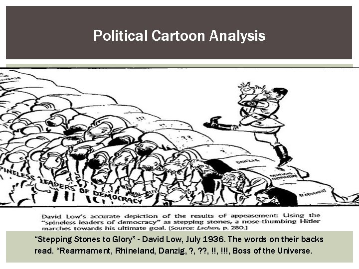 Political Cartoon Analysis “Stepping Stones to Glory” - David Low, July 1936. The words