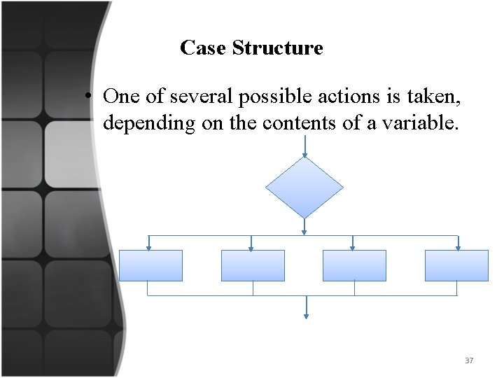Case Structure • One of several possible actions is taken, depending on the contents