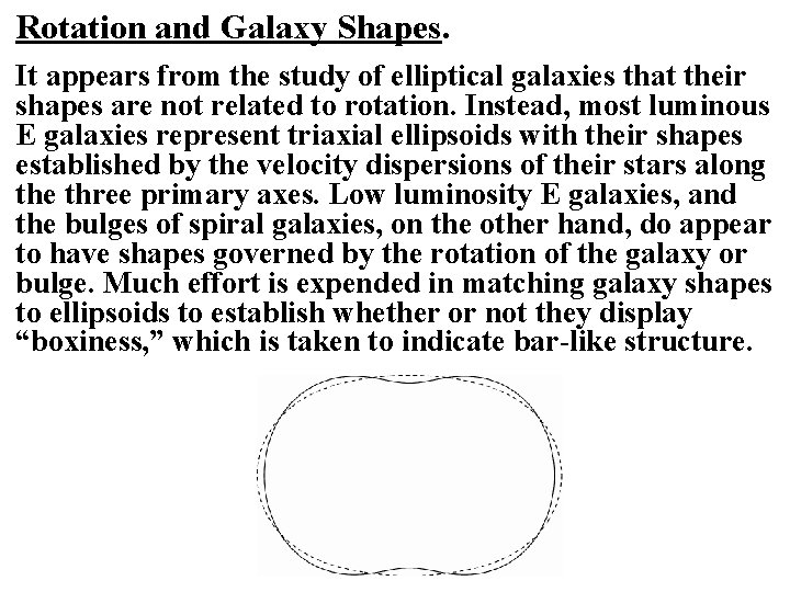 Rotation and Galaxy Shapes. It appears from the study of elliptical galaxies that their