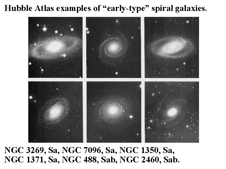 Hubble Atlas examples of “early-type” spiral galaxies. NGC 3269, Sa, NGC 7096, Sa, NGC