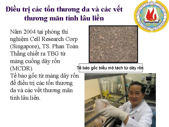 Điều trị các tổn thương da và các vết thương mãn tính lâu liền