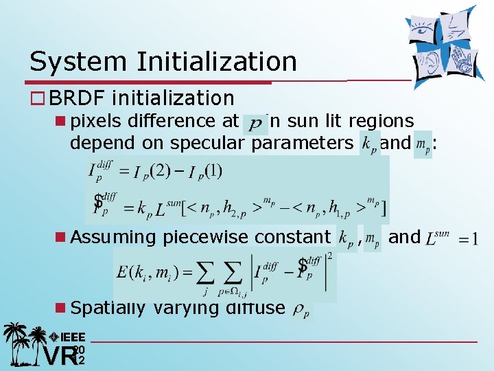 System Initialization o BRDF initialization n pixels difference at in sun lit regions depend