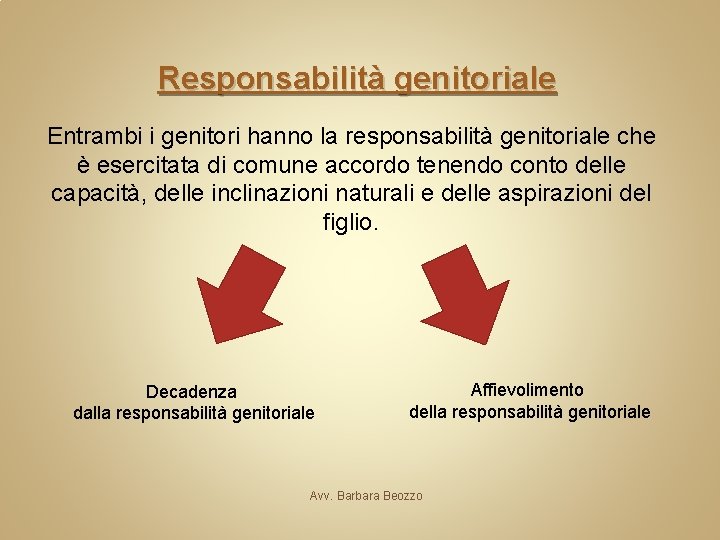 Responsabilità genitoriale Entrambi i genitori hanno la responsabilità genitoriale che è esercitata di comune