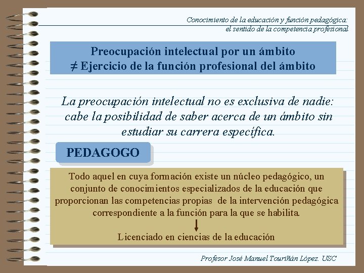Conocimiento de la educación y función pedagógica: el sentido de la competencia profesional Preocupación