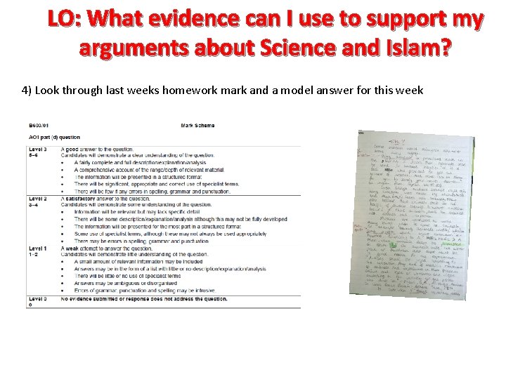 LO: What evidence can I use to support my arguments about Science and Islam?