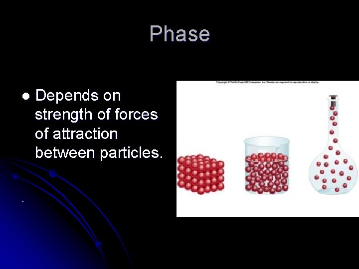 Phase l . Depends on strength of forces of attraction between particles. 