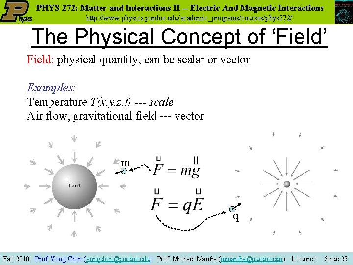 PHYS 272: Matter and Interactions II -- Electric And Magnetic Interactions http: //www. physics.