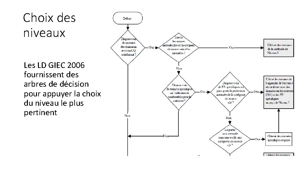 Choix des niveaux Les LD GIEC 2006 fournissent des arbres de décision pour appuyer