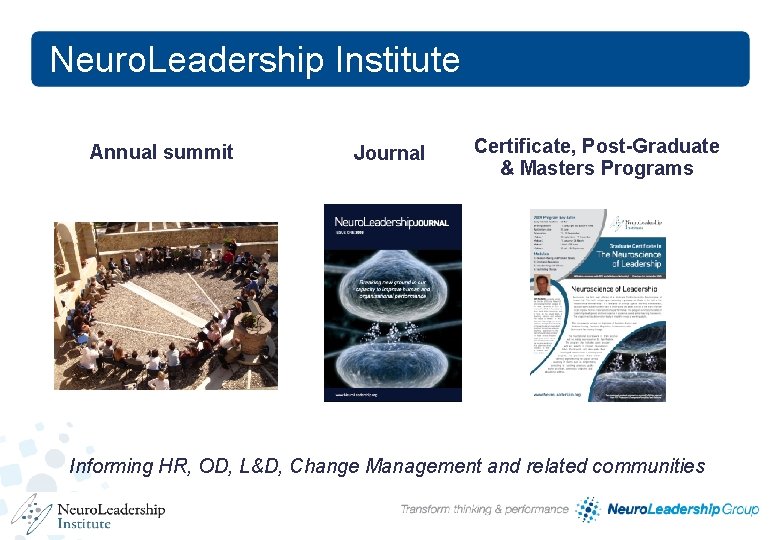 Neuro. Leadership Institute Annual summit Journal Certificate, Post-Graduate & Masters Programs Informing HR, OD, Neuro. Leadership Institute Annual summit Journal Certificate, Post-Graduate & Masters Programs Informing HR, OD,