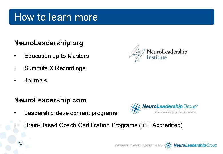 How to learn more Neuro. Leadership. org • Education up to Masters • Summits How to learn more Neuro. Leadership. org • Education up to Masters • Summits
