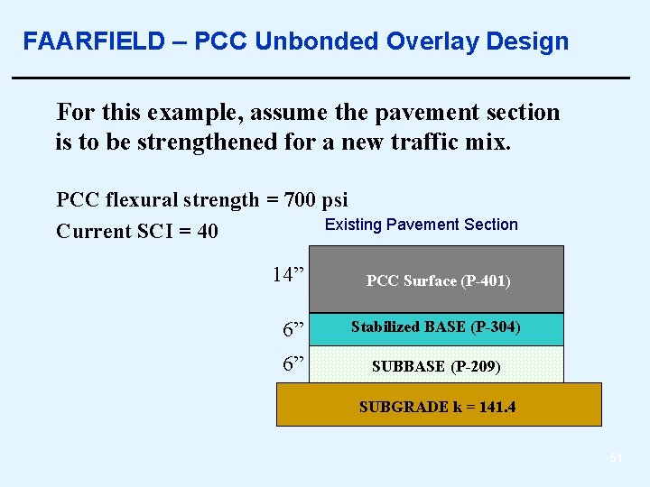 FAARFIELD – PCC Unbonded Overlay Design For this example, assume the pavement section is