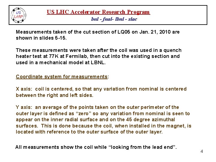 US LHC Accelerator Research Program bnl - fnal- lbnl - slac Measurements taken of