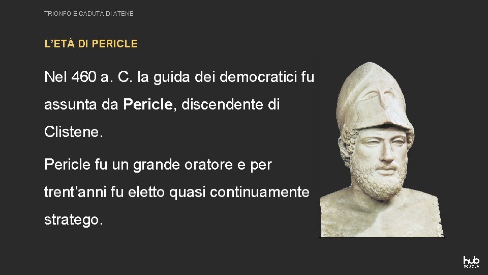 TRIONFO E CADUTA DI ATENE L’ETÀ DI PERICLE Nel 460 a. C. la guida