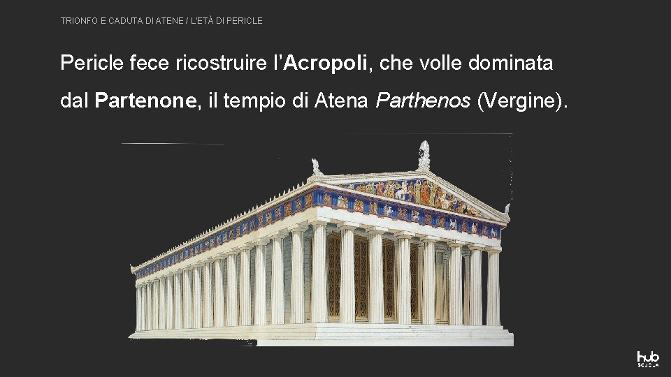 TRIONFO E CADUTA DI ATENE / L’ETÀ DI PERICLE Pericle fece ricostruire l’Acropoli, che