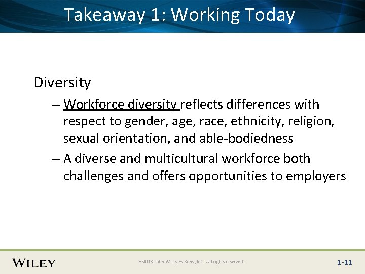 Takeaway 1: Here Working Today Place Slide Title Text Diversity – Workforce diversity reflects Takeaway 1: Here Working Today Place Slide Title Text Diversity – Workforce diversity reflects