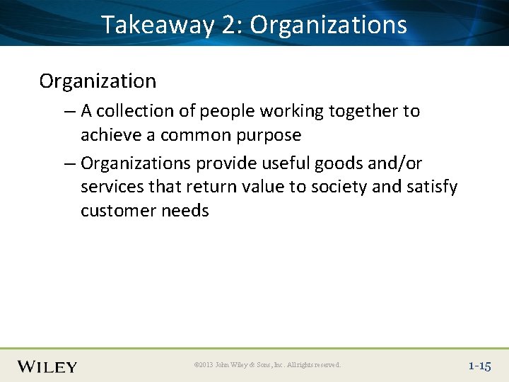 Place Slide Title Text 2: Here Takeaway Organizations Organization – A collection of people Place Slide Title Text 2: Here Takeaway Organizations Organization – A collection of people