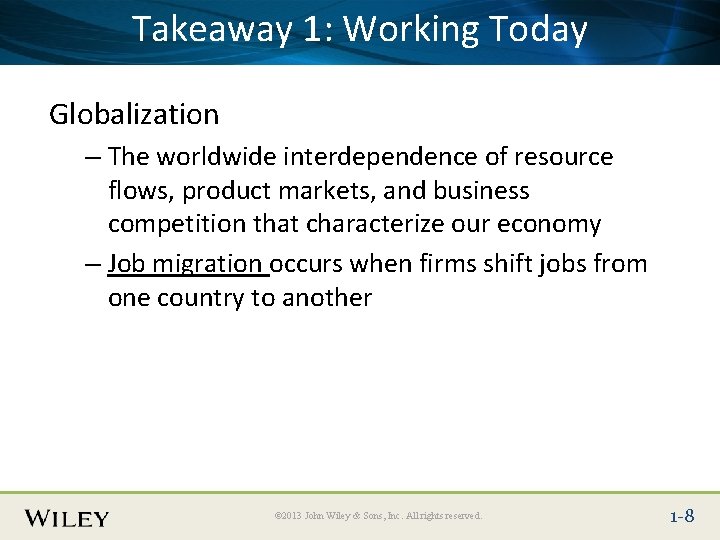 Takeaway 1: Here Working Today Place Slide Title Text Globalization – The worldwide interdependence Takeaway 1: Here Working Today Place Slide Title Text Globalization – The worldwide interdependence