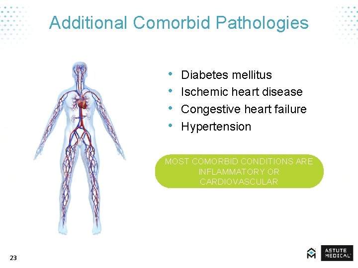 Additional Comorbid Pathologies • • Diabetes mellitus Ischemic heart disease Congestive heart failure Hypertension