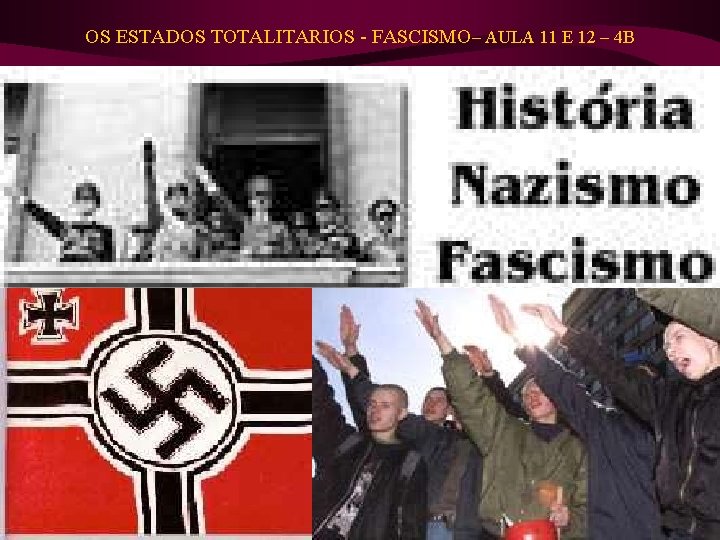 OS ESTADOS TOTALITARIOS - FASCISMO– AULA 11 E 12 – 4 B OS ESTADOS TOTALITARIOS - FASCISMO– AULA 11 E 12 – 4 B