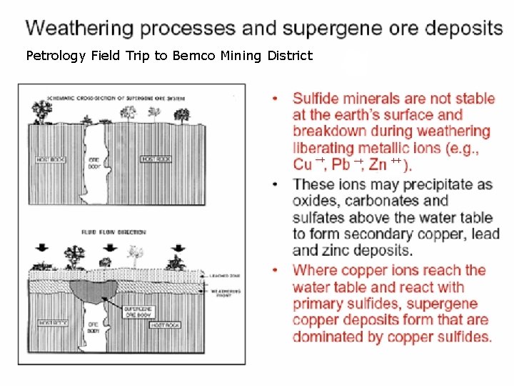 Petrology Field Trip to Bemco Mining District 