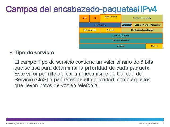  • Tipo de servicio El campo Tipo de servicio contiene un valor binario