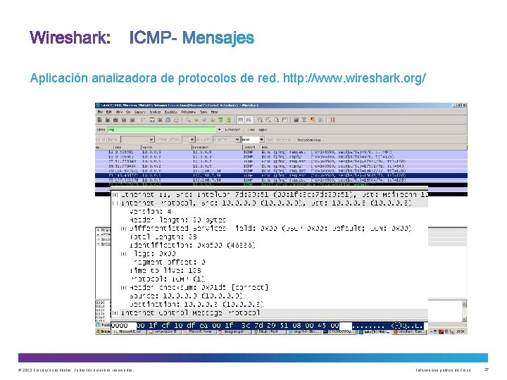 Aplicación analizadora de protocolos de red. http: //www. wireshark. org/ © 2013 Cisco y/o