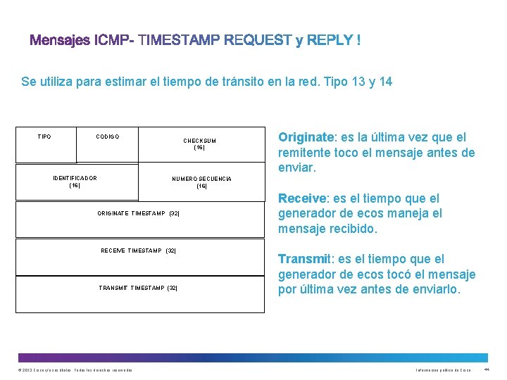 Se utiliza para estimar el tiempo de tránsito en la red. Tipo 13 y Se utiliza para estimar el tiempo de tránsito en la red. Tipo 13 y