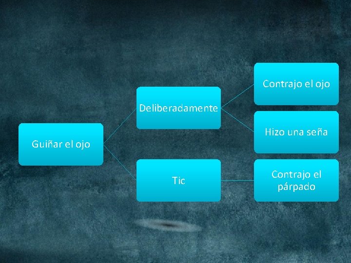 Contrajo el ojo Deliberadamente Hizo una seña Guiñar el ojo Tic Contrajo el párpado