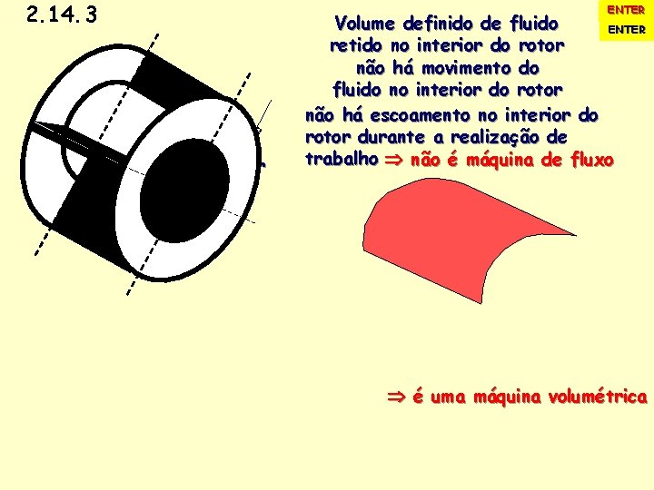 2. 14. 3 Volume definido de fluido retido no interior do rotor ENTER. Volume