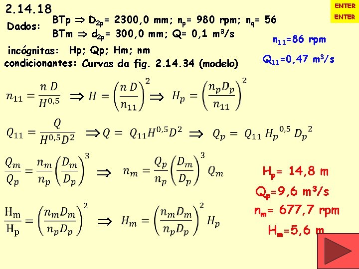 2. 14. 18 ENTER BTp D 2 p= 2300, 0 mm; np= 980 rpm;