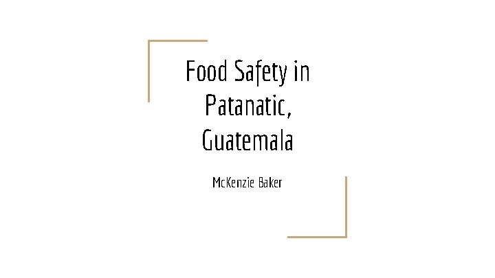 Food Safety in Patanatic, Guatemala Mc. Kenzie Baker 