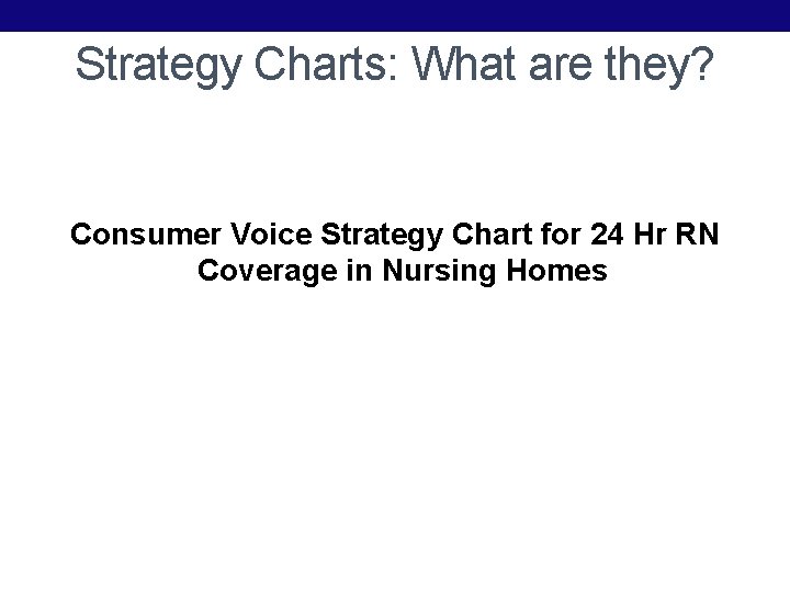 Strategy Charts: What are they? Consumer Voice Strategy Chart for 24 Hr RN Coverage