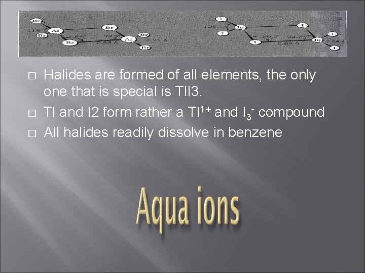 � � � Halides are formed of all elements, the only one that is