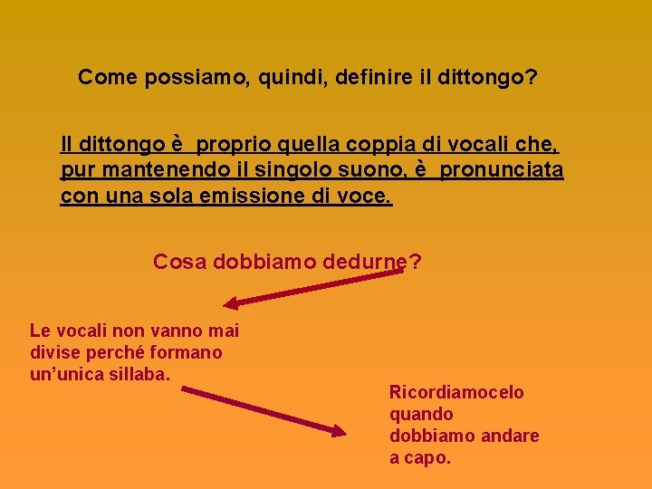 Come possiamo, quindi, definire il dittongo? Il dittongo è proprio quella coppia di vocali