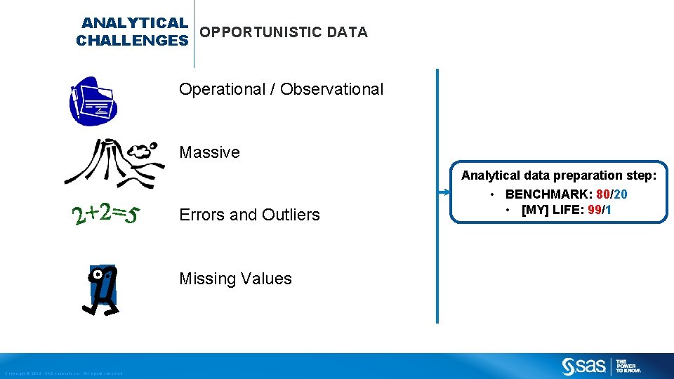 ANALYTICAL OPPORTUNISTIC DATA CHALLENGES Operational / Observational Massive Analytical data preparation step: Errors and