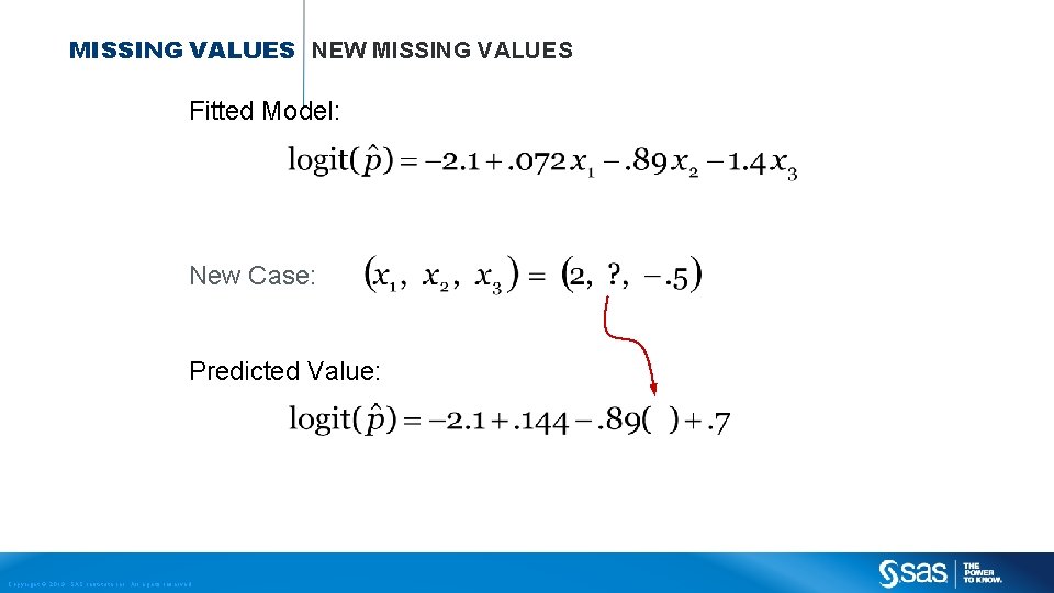 MISSING VALUES NEW MISSING VALUES Fitted Model: New Case: Predicted Value: Copyright © 2013,