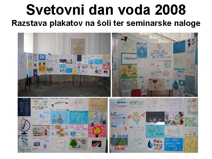 Svetovni dan voda 2008 Razstava plakatov na šoli ter seminarske naloge 