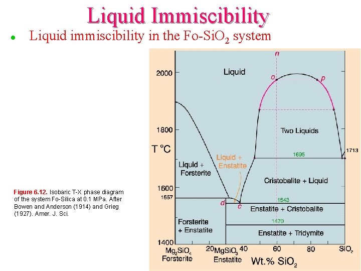 Liquid Immiscibility l Liquid immiscibility in the Fo-Si. O 2 system Figure 6. 12.