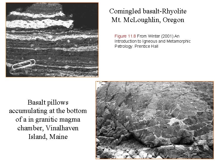 Comingled basalt-Rhyolite Mt. Mc. Loughlin, Oregon Figure 11. 8 From Winter (2001) An Introduction