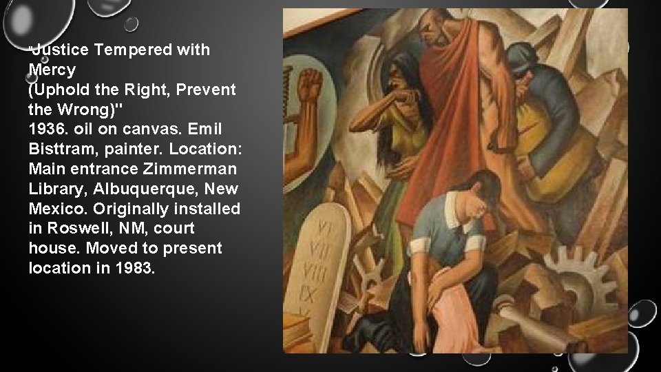 "Justice Tempered with Mercy (Uphold the Right, Prevent the Wrong)" 1936. oil on canvas.