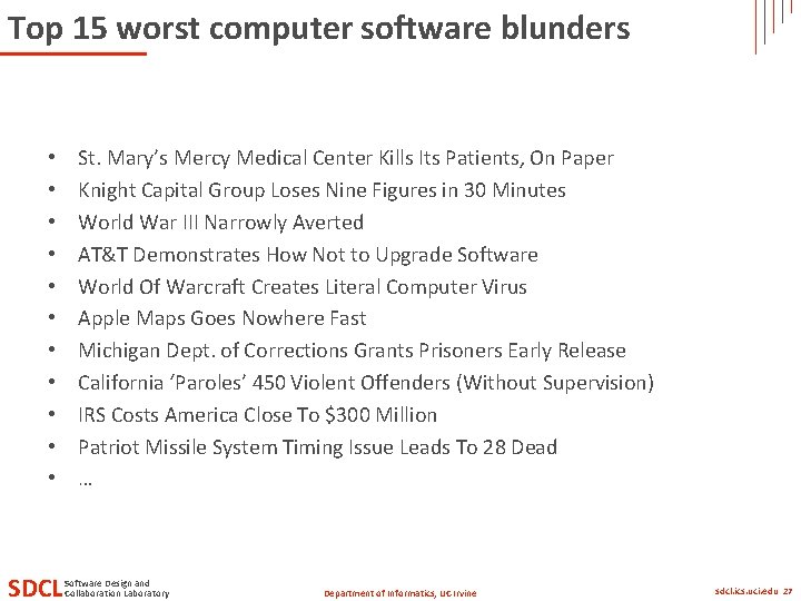 Top 15 worst computer software blunders • • • SDCL St. Mary’s Mercy Medical