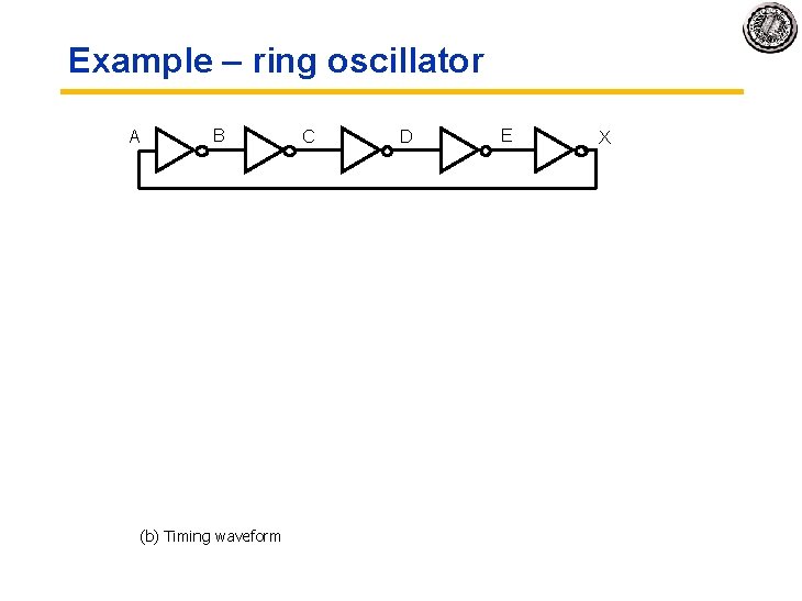 Example – ring oscillator A B (b) Timing waveform C D E X 