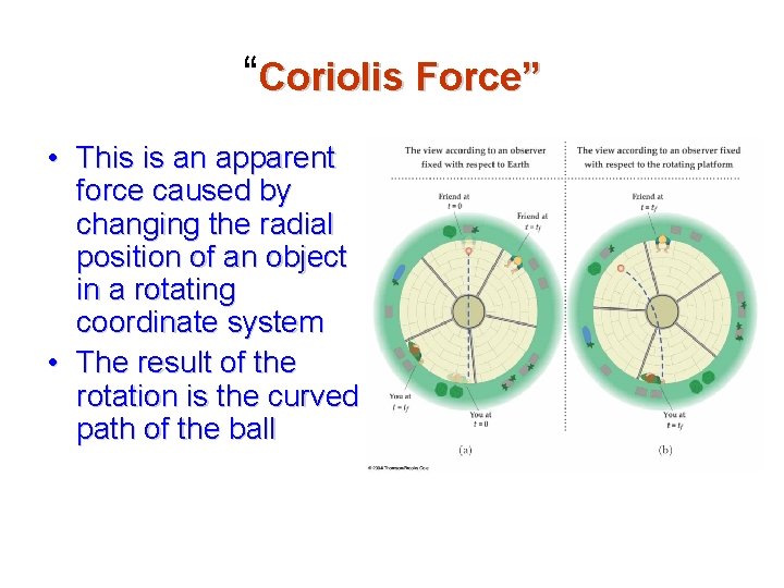 “Coriolis Force” • This is an apparent force caused by changing the radial position