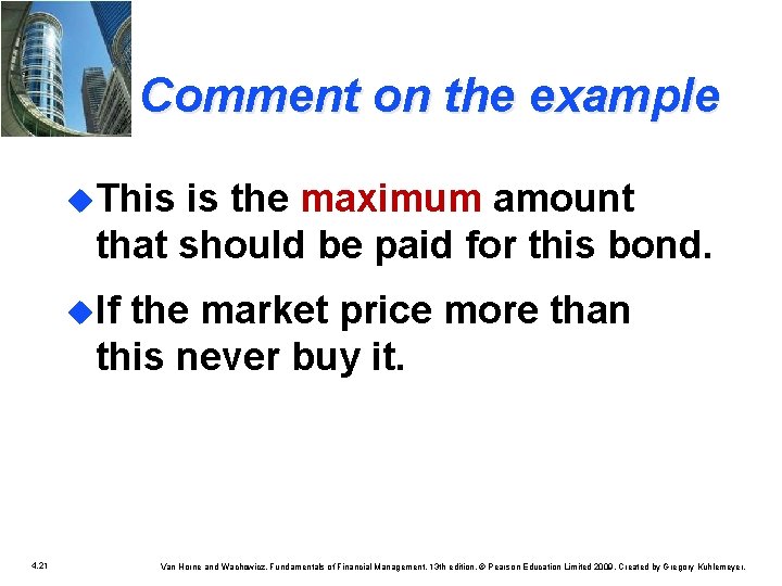 Comment on the example u. This is the maximum amount that should be paid