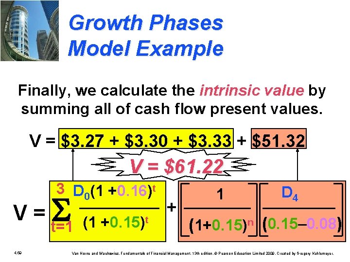 Growth Phases Model Example Finally, we calculate the intrinsic value by summing all of