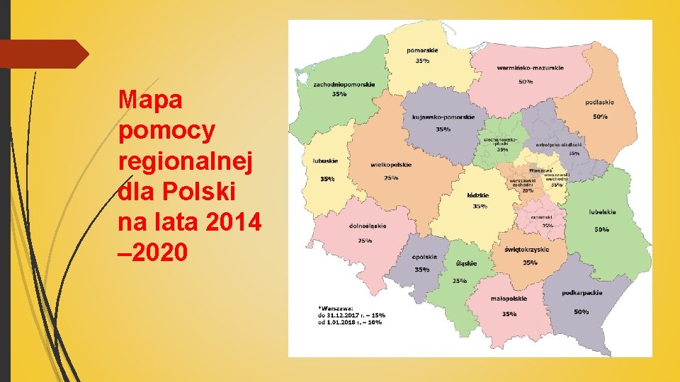 w. Mapa pomocy regionalnej dla Polski na lata 2014 – 2020 