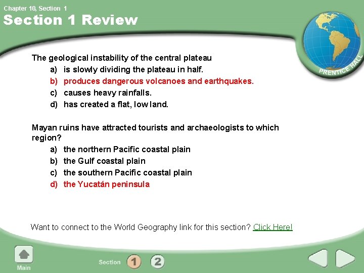 Chapter 10, Section 1 Review The geological instability of the central plateau a) is Chapter 10, Section 1 Review The geological instability of the central plateau a) is
